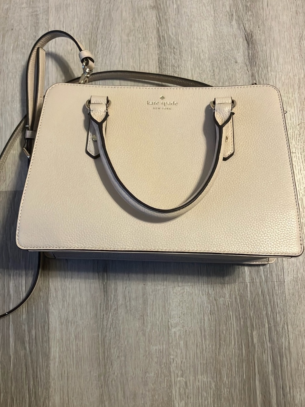 kate spade Cream Pebble Leather Satchel with Strap